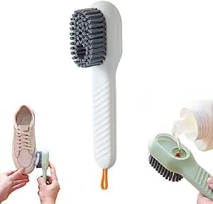 VIVUE Multifunctional Shoe Brush With Liquid Box - Soap Dispensing Cleaning Brush for Shoes and Clothes - Long Handle Press Type Automatic Liquid Dispenser