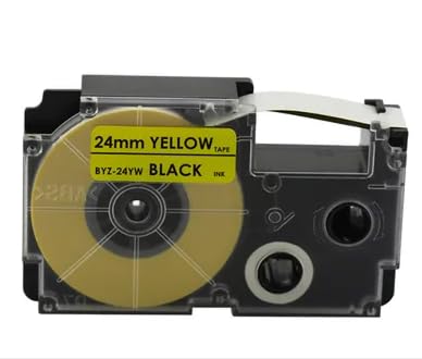 Compatible Tapes 24mm Black on Yellow BYZ-24YW Label Tape Cartridge for EZ Label Printer-Casio