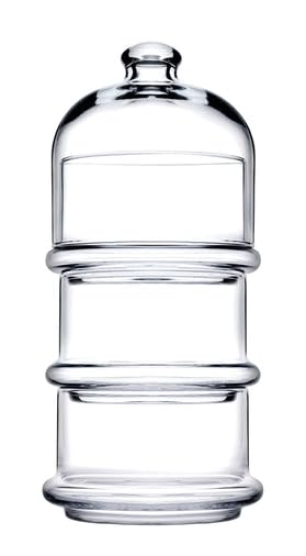 Next Store 3-Tier Stackable Vertical Glass Organizer Clear Glass Storage Jar with Lid, Space Saving Decorative and Organization for Kitchen, Bathroom, or Vanity Table with a High-End Accent