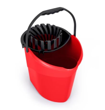 El Helal & Star Super Pro Mop Bucket with Wringer, Red and Black