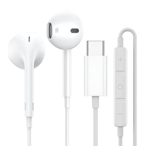 USB C Headphones for Phone 16 Pro Max 15 Plus Pad Pro, Type C with Microphone Hi-Fi Stereo Earphones USB C Wired In-Ear Headphones for Sam-sung S23 S22 S21 S20 A54, Goo-gle Pixel 8 7 6A, One-Plus 10