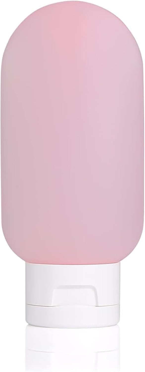 BELLA ROSE 3 Pack Travel Bottles 60ml Portable Leak Proof Refillable Toiletry Bottles for Shampoo Lotion Soap Pink Silicone
