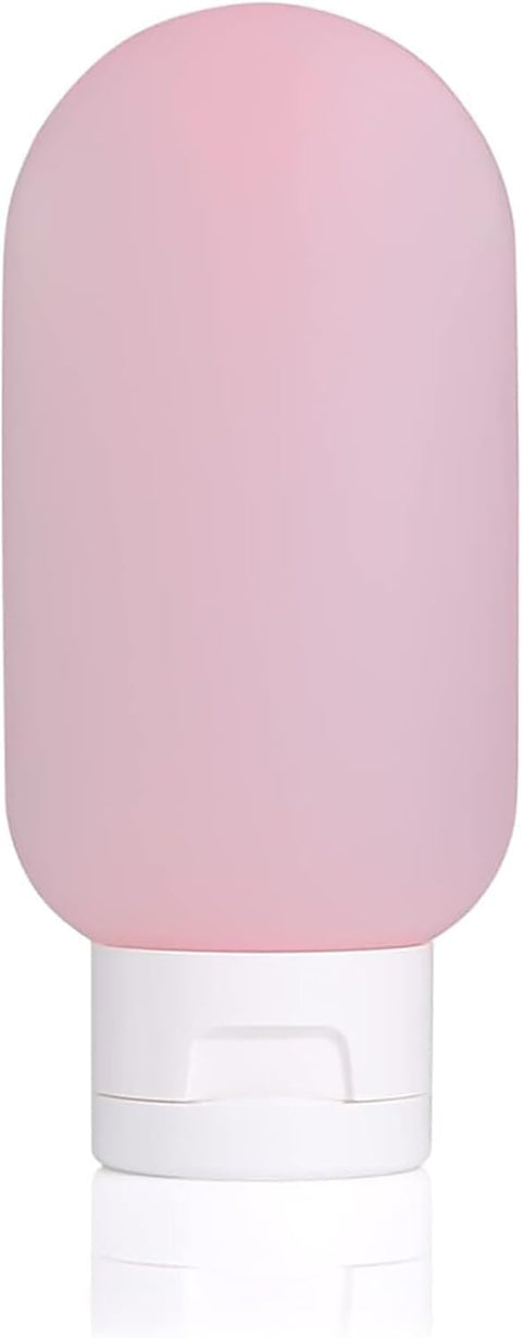 BELLA ROSE 3 Pack Travel Bottles 60ml Portable Leak Proof Refillable Toiletry Bottles for Shampoo Lotion Soap Pink Silicone