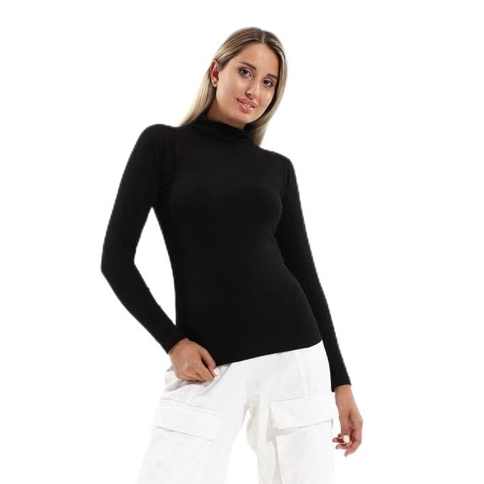 Mesery Basic Top High Neck Full Sleeves - Black
