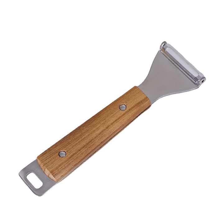 Fruit and Vegetable Peeler-Stainless Steel Material + Sapele Solid Wood Handle Potato Peeler Hand, Cloth Wheel Mirror Polishing Process Food Scraper Tool, Suitable For All Vegetables And Fruits