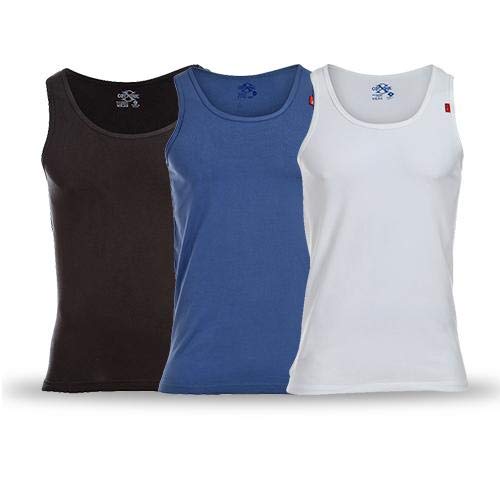 Set Of Three Solid Sleeveless Under Shirt - Black - Petroleum - White
