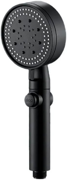 Handheld shower head with multiple spray settings, matte black, 200% higher water pressure, 360-degree rotating head