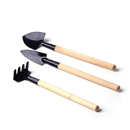 Mini Garden Tools 3 Piece Garden Set Stainless Steel Garden Tool Set Wood Handle Shovel Trowel Shovel Rake Spade Plant Germination Equipments