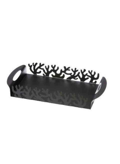FuncyHome Metal Serving Tray, Geometric Design, Black, 40x30x6 cm, Decorative and Hospitality Tray, Matte Scratch-Resistant Coating, for Kitchen, Coffee Corner and Table Organisation
