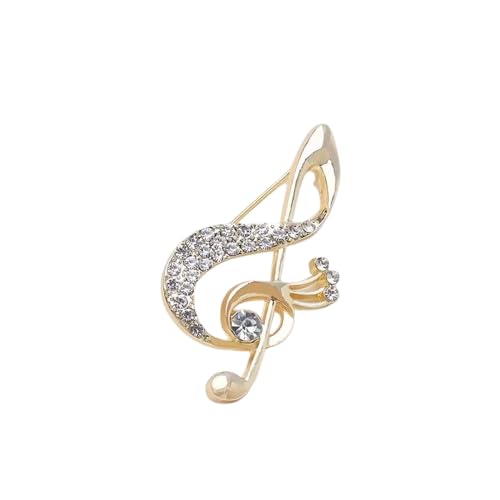 MySouqEg | Musical Note Brooch Pin, Gold Rhinestone Treble Clef Design, French-Style Corsage, Women's Clothing Accessory, 5.8cm x 3.3cm