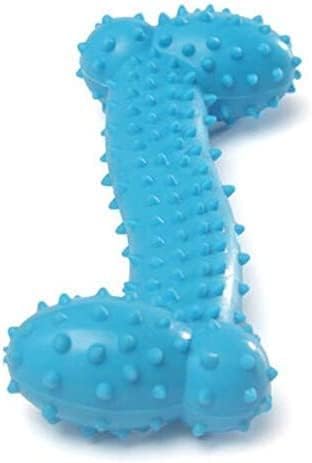Colorful Bite-Resistant Rubber Dog Chew Bones - For Teething Puppies & Small Dogs - Available in Regular & Small Sizes (Blue, Regular)