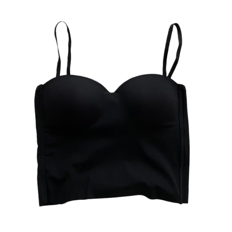 Women's Casual Silicone Cup Padded Brilllette Top, Soft Ice Silk Material, Cross Spaghetti Straps, Elastic and Comfortable, Suitable for Daily Wear and Layering