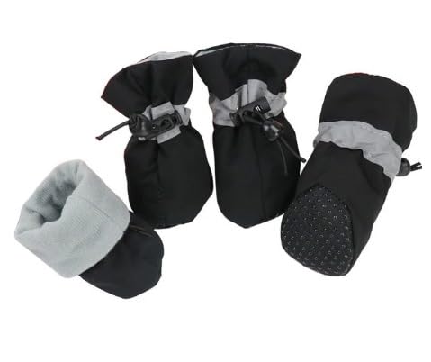MySouq-Store [4pcs/set] Waterproof Pet Dog Shoes Anti-slip Rain Boots Footwear for Small Cats Dogs Puppy Dog Pet Booties Pet Paw Accessories (Black, 6)