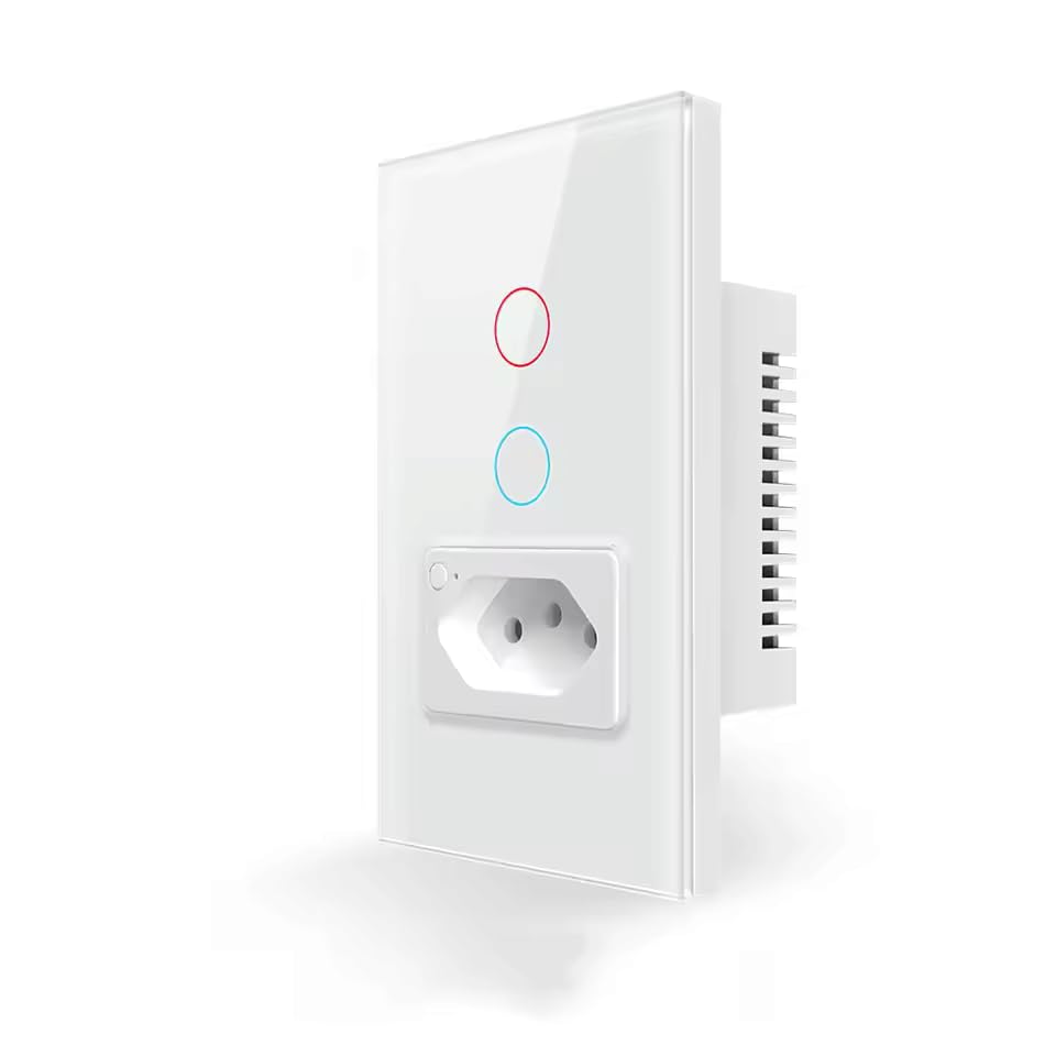 Smart Wall Socket Plug Wifi with 2 gang light Switch from Avatto Works with Tuya/Smartlife Support Alexa and Google Home - White