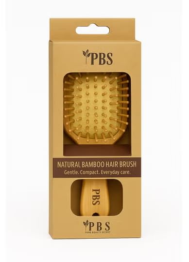 PBS Natural Bamboo Hair Brush – Eco-Friendly Gentle Detangling Brush for All Hair Types, Reduces Frizz & Breakage