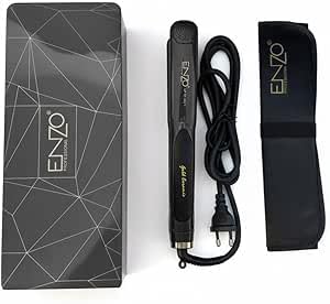Hair Straightener Flat Iron Ceramic Plates, Salon-Quality Styling with 985°F Heat for Curly & Straight Hair, Fast Heating, 6 Temperature Settings, 360° Rotating Cord, EN-5181 (Black)