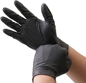 SMART FIT ®-Black Gloves - Nitrile Material - Powder Free - Malaysian Made - Pack of 100 - (L) - 6222305606334