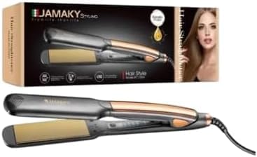 JamakiD Hair Straightener, Salon Quality Styling with 1280°C, Perfect for Curly and Straight Hair, 30s Fast Heating, 360° Swivel Cord, 50W, Model Jpc 10003, Ceramic Plates, Black