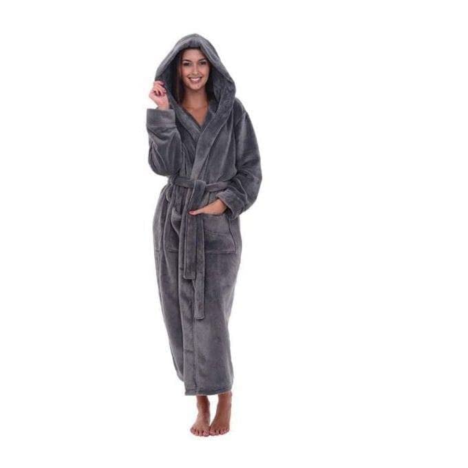 Womens Robe Grey Plush