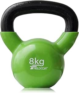 Kettlebell, 17.7 lbs (8 kg), PVC Coating, Noise Reduction, Scratch Prevention, Core Training