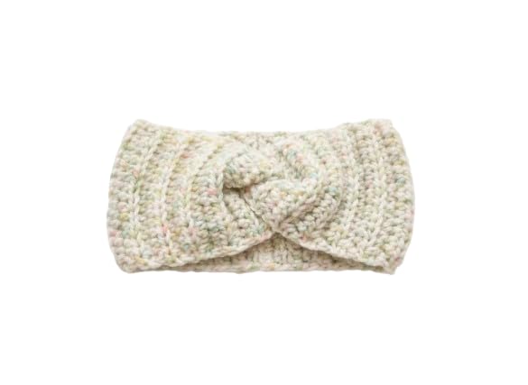 MySouqEg - Store - (1pcs) Handmade Crochet Winter Headband for Women - 25cm Twisted Ear Warmer - Cream with Pastel Speckles - Soft & Chunky Ribbed Knit