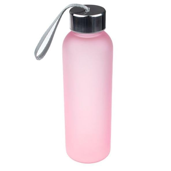 Simple modern ins style fashion exquisite frosted water bottle wide mouth double wall vacuum insulated multi-color leak-proof water bottle with lanyard 500 ml (pink)