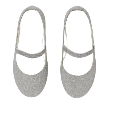 Katee Girls' Glitter Ballet Flats, Pink Sparkle Mary Jane Shoes (Silver, 29)