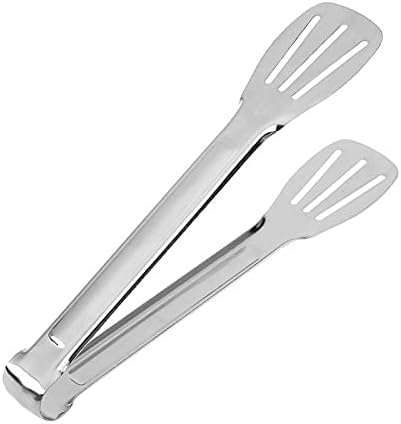 Silver Stainless Steel Large (30cm) Rectangle Tongs for Salad, Bread, Meat - Kitchen Tongs