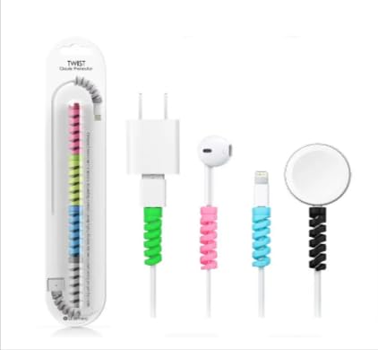 Silicone Cable Protector Spiral Bobbin – Wire and Cord Saver for Earphones, Mouse, USB Chargers, and Phone Cables