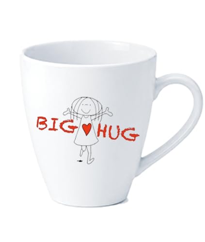 Big Hug White Ceramic Mug, Heart Design, Novelty Gift Cup for Coffee and Tea 390ml