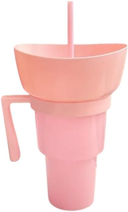 Stadium Tumbler with Snack Bowl,Travel Leakproof Snack and Drink, Beverage Cup Top Bowl, Portable Stadium Cup for Family Dinners, Movies, Travel (multicolor)