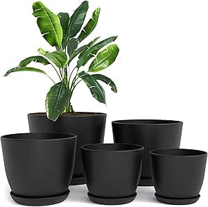 Home Plant Pots Decorative Pot Plastic Flower Pots Plastic Pots for Indoor Plants Flowers Cactus Succulents Flower Pots Black 15pcs 12cm