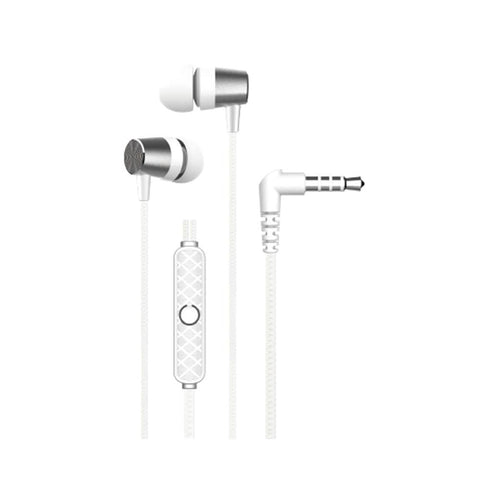 DEVIA HP-50-S One Size EM103 Kintone Series Metal Wired Earphone 3.5 mm Length, White Headphones Headset