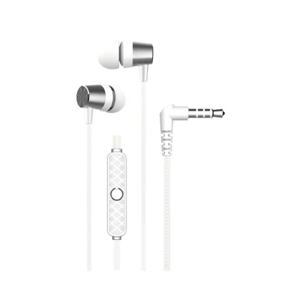 DEVIA HP-50-S One Size EM103 Kintone Series Metal Wired Earphone 3.5 mm Length, White Headphones Headset