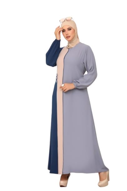Vertical Color-Block Royal Abaya – Cinched Waist & Button-Down Front Consists of 1 Pieces Model 186
