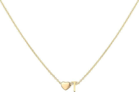 18K Gold Plated Stainless Steel Heart Letter Necklace for Women Girls Dainty Heart Initial Necklace Personalized Gift for Teen Girls