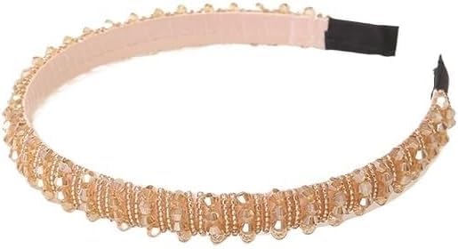 Elastic hair bands for women suitable for exercise yoga running weddings and everyday use comfortable hair accessories. (Gold)