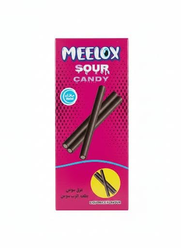 Meelox sour candy, Ribsos Original Sour Jelly Candy, Long Sticks, Box of 24