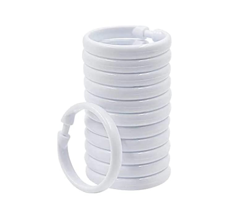 Bathroom Shower Plastic Curtain Liner Hook Hooks Rings - 12 Pieces (White)