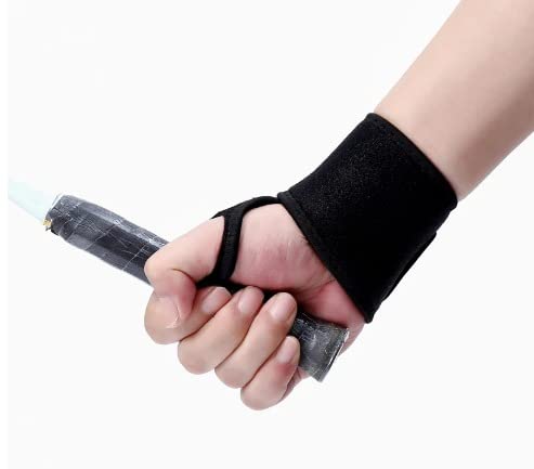Black Adjustable Wrist Strap with Thumb Hole, Powerlifting Wristband, Basketball, Wrist Protection, Daily Use
