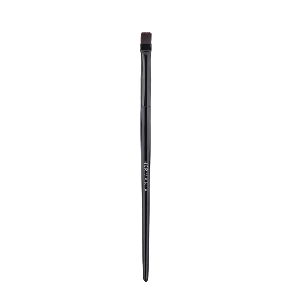 Hermania Flat Liner Brush, Straight Synthetic Bristles, Square Shape, for Eyeliner, Eyebrow, Concealer, Black Wooden Handle, Professional Makeup Tool (E96)