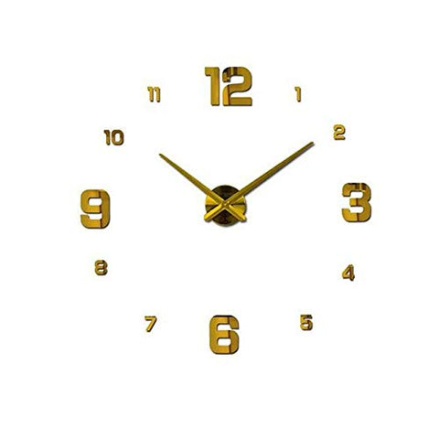 Modern design rushed Quartz clocks fashion watches mirror sticker diy living room decor new arrival 3d real big wall clock (Color : Gold, Size : 47 inch)