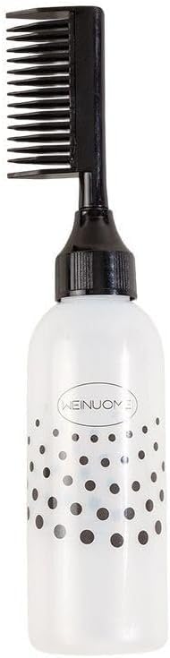 Applicator Bottle and Hair Comb with Brush for Precise and Easy Application on Roots and Whole Hair (Black)