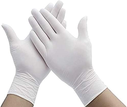 Latex Gloves - White - Pack of 100 Gloves - Powder Free - Malaysian Made (S)
