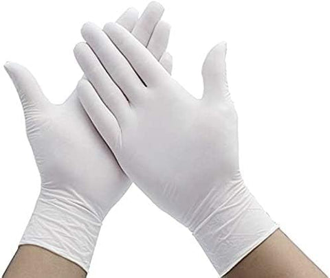 Latex Gloves - White - Pack of 100 Gloves - Powder Free - Malaysian Made (S)