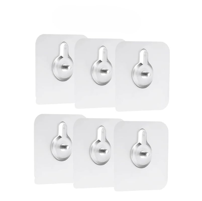 ART MOOD HOME - Screw Alternative Wall Hook – Self Adhesive Reusable Heavy Duty Wall Hanger for Bathroom, Kitchen, Tiled Walls – No Drilling Required – Transparent Design - 6 Pcs