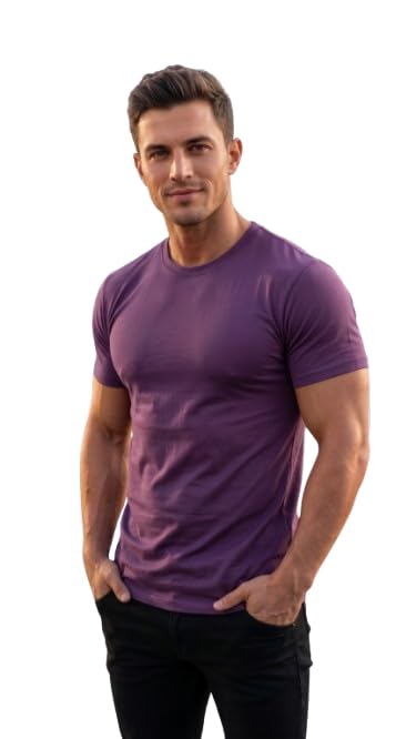 Men's Solid Short Sleeve Round Neck T-Shirt Comfortable Cotton Lycra