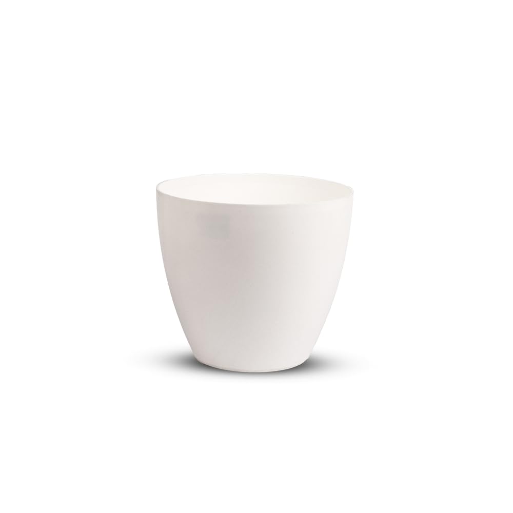 Plastic Flower Pot – 13 cm White – Small BPA-Free Indoor/Outdoor Planter – Lightweight & Durable – Made in Spain