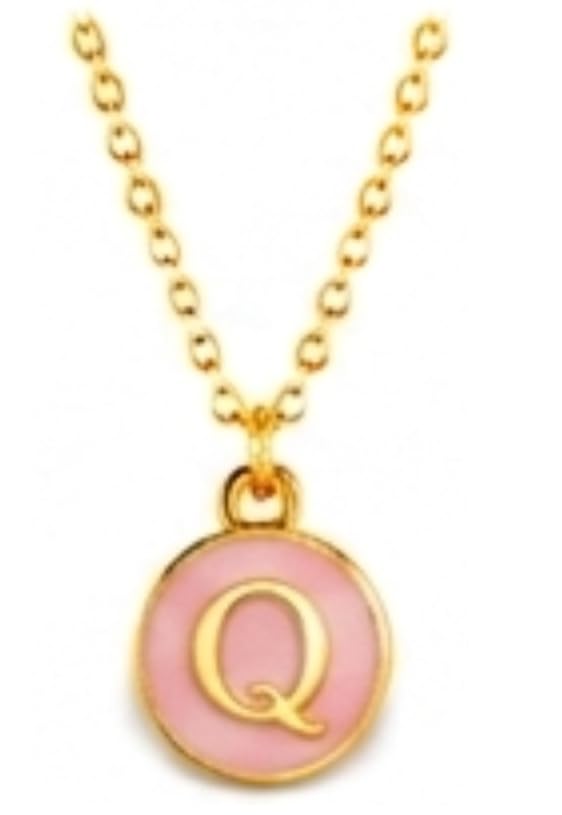 TDBSOQI Fashion Letter Necklace for Women 14K Gold Plated Pink Pearl Necklace Fashion Gold Plated Necklace for Women