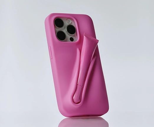 Phone Case with Lip Balm for iPhone 11Pro MAX - Multifunctional Smartphone Case, Stylish Silicone Travel Bag, Comes with Original Optical Saver (shortcake)
